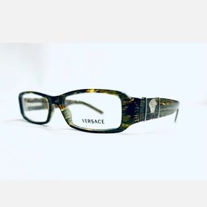 Versace Green Tortoise Medusa Rectangular Glasses